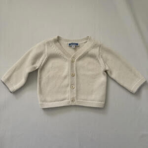 🇫🇷 Jacadi Paris Baby Knit Cardigan – White | 6 Months (67 cm) | Unisex